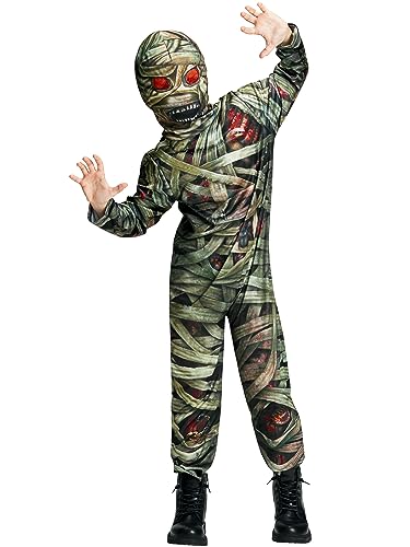 IKALI Kinder Mumie Zombie Kostüm Jungen Mädchen Halloween schaurig Pharao Ägypter Outfit für Fancy Dress Up Party 3-4Jahre von IKALI