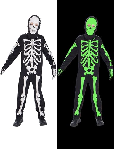 IKALI Kinder Skelett Kostüm Glühen in der Dunkelheit Halloween niedliche Knochen Fancy Kleid Outfit mit Schädel Maske 7-8 Jahre IKALI Kinder Skelett Kostüm Glühen in der Dunkelheit Halloween niedliche Knochen Fancy Kleid Outfit mit Schädel Maske 7-8 Jahre von IKALI