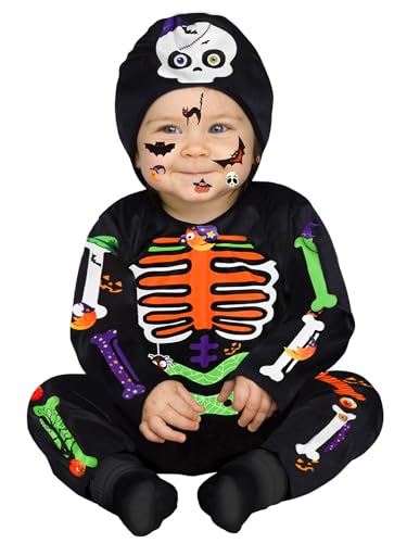 IKALI Kleinkind Skelett Kostüm Halloween Farbe Knochen 3D gedruckt Schädel Fancy Dress Up Outfit für Mädchen Jungen von IKALI