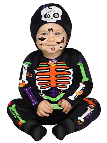 IKALI Kleinkind Skelett Kostüm Halloween Farbe Knochen 3D gedruckt Schädel Fancy Dress Up Outfit für Mädchen Jungen IKALI Kleinkind Skelett Kostüm Halloween Farbe Knochen 3D gedruckt Schädel Fancy Dress Up Outfit für Mädchen Jungen von IKALI