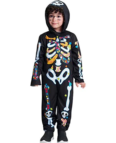 IKALI Kleinkind Skelett mit Kapuze Jumpsuit Halloween Farb Knochen Schädel bedrucktes Kostüm Neuheit süßer Strampler für Mädchen Jungen 3-4 Jahre IKALI Kleinkind Skelett mit Kapuze Jumpsuit Halloween Farb Knochen Schädel bedrucktes Kostüm Neuheit süßer Strampler für Mädchen Jungen 3-4 Jahre von IKALI