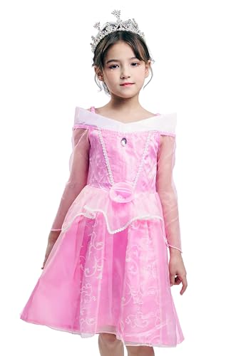 IKALI Mädchen Prinzessin Anziehen Kostüm Kinder Fancy Kleid Märchenrosa Party Outfits 7-8 Jahre von IKALI