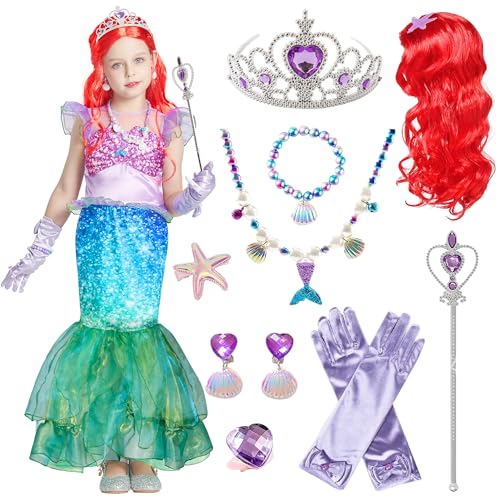 IKALI Meerjungfrau Kostüm Kinder, kleine Mädchen Fancy Dress Outfit Meerjungfrau Tutu Kleid für Halloween Karneval Geburtstag Party 3-4 Jahre von IKALI