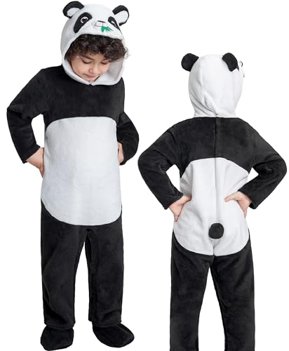 IKALI Baby Panda Kostüm, Baby Jungen Mädchen Tier 2-teiliges Riesenpanda Overall mit Kapuze für Halloween Karneval 6-12 Monate von IKALI