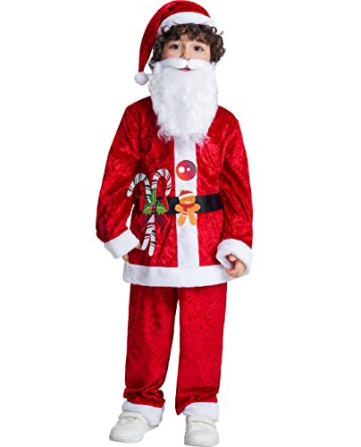 IKALI Weihnachtskostüme Kinder Jungen Mrs Santa Claus Kostüm Weihnachtsmann Kostüm mit Hut Weißbart Karneval IKALI Weihnachtskostüme Kinder Jungen Mrs Santa Claus Kostüm Weihnachtsmann Kostüm mit Hut Weißbart Karneval von IKALI