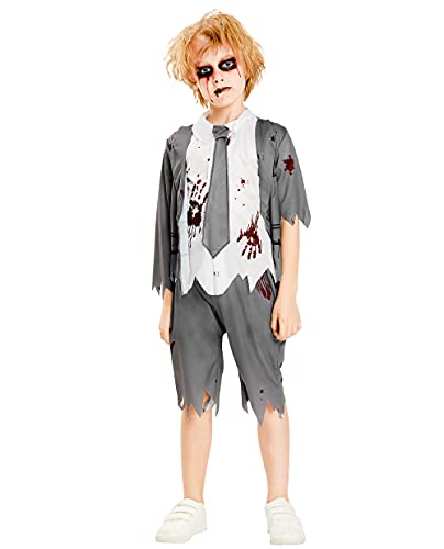 IKALI Zombie Schüler Kostüm für Jungen Halloween Grusel Schüler Thema Party Outfit Kinder Rollenspiel Kostüm 3 Stück 4-6 Jahre von IKALI