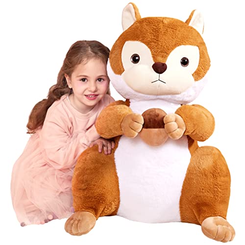 IKASA Groß Eichhörnchen Kuscheltier Riesen Stofftier,60cm Gross Plüschtier Riesige Plüsch Spielzeug Weich Jumbo,Geschenk für Kinder von IKASA