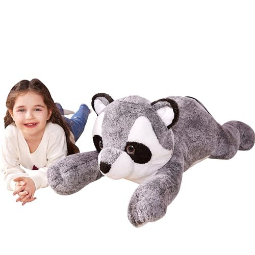 IKASA Groß Waschbär Stofftier Riesen Kuscheltier - 78cm Gross Plüschtier Süße Riesige Flauschige Weich Jumbo Plüschtiere Stofftiere Plüsch Spielzeug Tier - Geschenk für Kinder (78cm, Grau) von IKASA