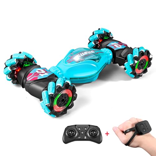 IKIDSUN Ferngesteuerte Auto mit Handsteuerung, RC Stunt Car, 2,4 GHz 4WD 360°Doppelseitige Rotierende Ferngesteuertes Auto mit Musik für Junge Mädchen ab 8 9 10 12+ Jahre, Geschenke Für Kinder von IKIDSUN