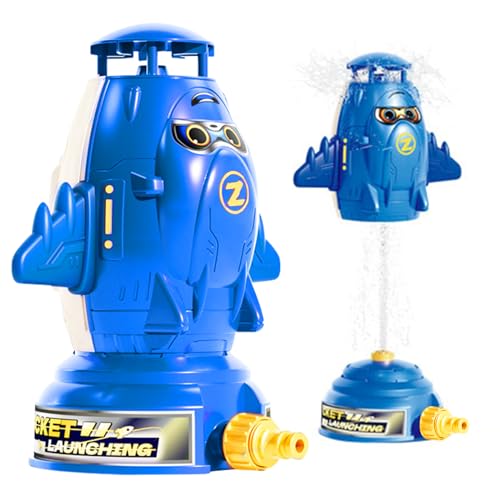 Rocket Wassersprinkler Kinder Raketen Sprinkler: Water Rocket Sprinkler Jungen MäDchen Outdoor Wasserrakete für Sommer Hinterhof Drehung Raketensprinkler Geschenke (Blau) von IKIJM