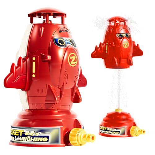 Rocket Wassersprinkler Kinder Raketen Sprinkler: Water Rocket Sprinkler Jungen MäDchen Outdoor Wasserrakete für Sommer Hinterhof Drehung Raketensprinkler Geschenke (Rot) von IKIJM