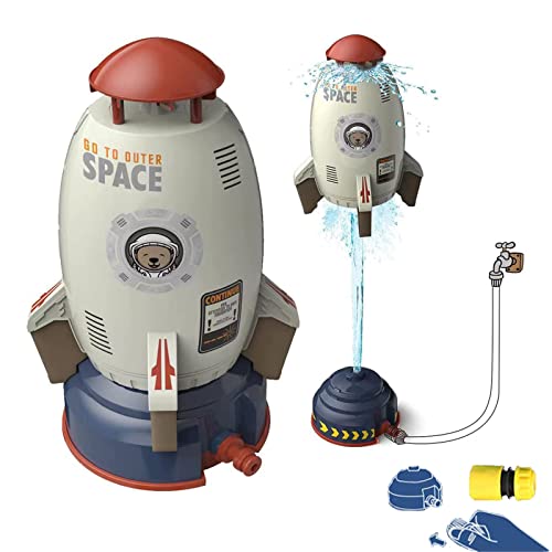 Water Rocket Sprinkler - Outdoor Wasserrakete Spielzeug Gartensprinkler Drehbarer Raketenwassersprinkler - für Kinder in Rocket Jungen Mädchen Geschenke für Kinder Wassersprinkler (Weiß) von IKIJM