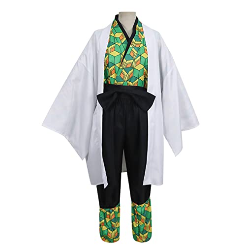 IKOCHI Sabito Cosplay Kostüm Mantel Cape Kimono Halloween Strickjacke Anzüge,Green-L von IKOCHI