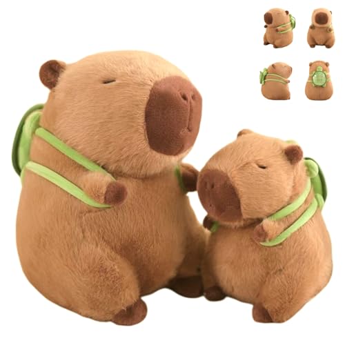 ILESTDG Capybara Kuscheltier Mit Schildkrötenrucksack Plüschtier - Süße Kuscheltiere, Simulation Tier Capybara Puppen (S+M(25cm+35cm)) von ILESTDG