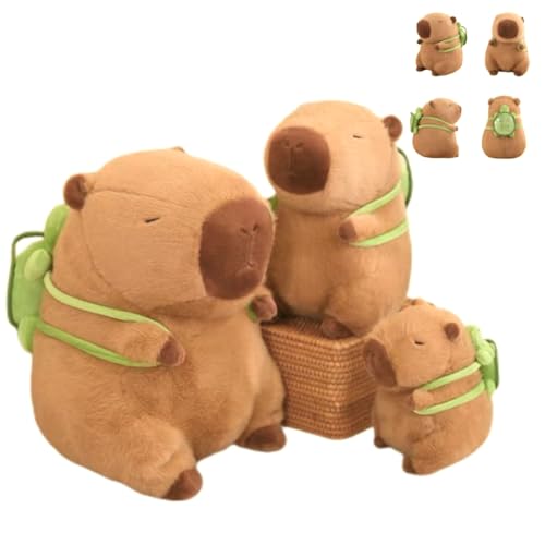 ILESTDG Capybara Kuscheltier Mit Schildkrötenrucksack Plüschtier - Süße Kuscheltiere, Simulation Tier Capybara Puppen (S+M+L(25cm+35cm+45cm)) von ILESTDG