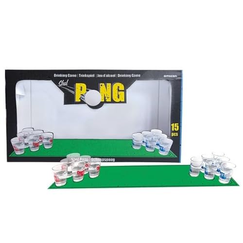 Drinking Game - Shot Pong Set 12 Bicch. Glas, 1 Matte, 2 Kunststoffbälle von ILS I LOVE SHOPPING
