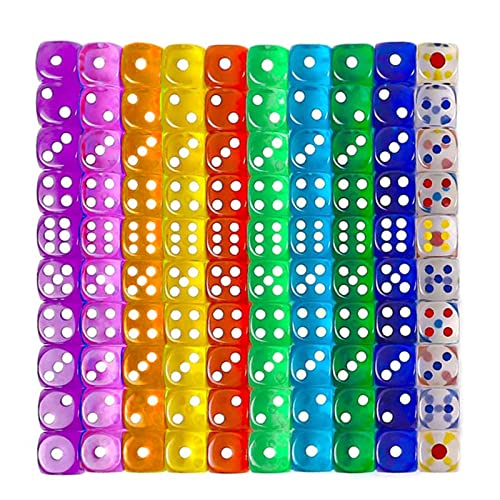 ILamourCar 100 Stücke Sechsseitiger Würfel, Würfel Set, Augenwürfeln, Farben Würfel Set, Stück Würfel Bunt Set, Polyedrisch Würfel Set, 12mm Würfel für Würfelspiele Tischspiele, 10 Farben von ILamourCar