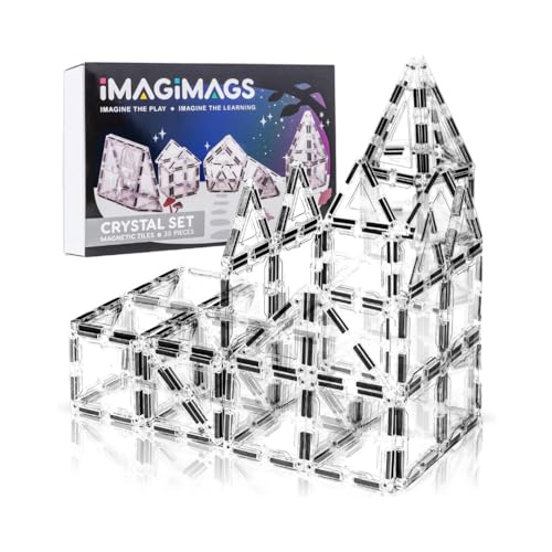 IMAGIMAGS Magnetic Building Tiles, 38 Piece Transparent Clear Crystal Set for Boys Girls Kids, Educational Creative Learning Activity Building Block Toddler Toys, STEM, Children Ages 3 Years + von IMAGIMAGS