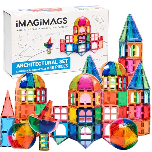 IMAGIMAGS Magnetic Building Tiles, 48 Piece Architectural Dome Set for Boys Girls Kids, Educational Creative Learning Activity Building Block Toddler Toys, Children Ages 3 Years + von IMAGIMAGS