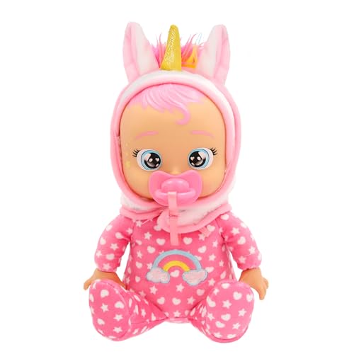 CRY Babies Tiny Cuddles Newborn Dreamy, im süßen Einhorn-Pyjama, sie kann Sich hinsetzen und echte Tränen, Spielzeug und Geschenk für Kinder ab 18 Monaten von IMC TOYS CRY BABIES