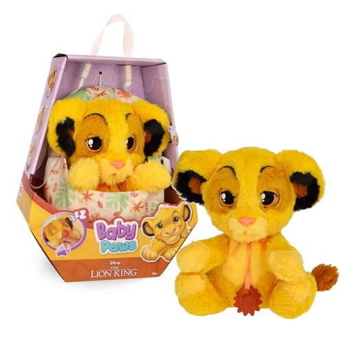 BABY PAWS Simba, Interaktives Plüschtier Mit Soundfunktion beim Öffnen und Schließen der Augen, inklusive Einer Tragedecke, Geschenk Spielzeug für Kinder ab 18 Monaten von BABY PAWS