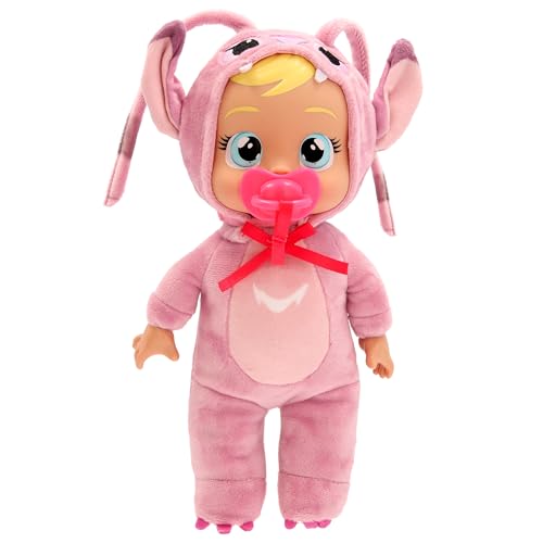 CRY BABIES Tiny Cuddles Disney Angel, Babypuppe Inspiriert von Angel von Disney Lilo&Stitch, mit 3 Accessoires, Pflegen und Umsorgen, sie weint echte Tränen, Kinder ab 18 Monaten von IMC Toys