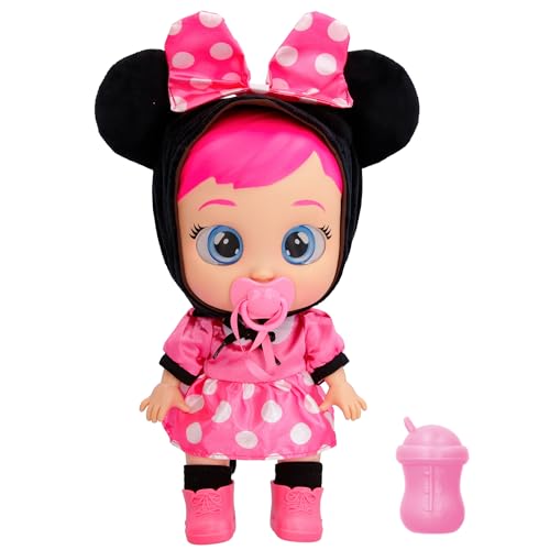 Cry Babies Disney Minnie, Babypuppe Inspiriert von Minnie Mouse aus Disney, gekleidet in ihrem personalisierten Kleid, Sie weint echte Tränen, Spielzeug und Geschenk für Kinder ab 18 Monaten von IMC Toys