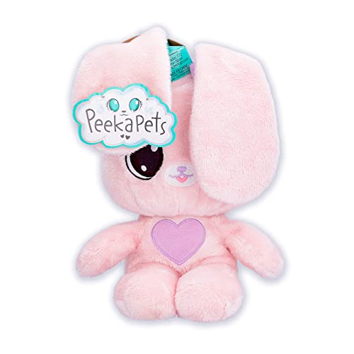 PEEKAPETS Rosa Hase, Lustiges, süßes und weiches Plüschtier, das mit den OhrenKuckuck spielt, wenn man seinen Bauch drückt, Flauschiges Geschenk für Babys und Kinder bis 4 Jahren von PEEKAPETS