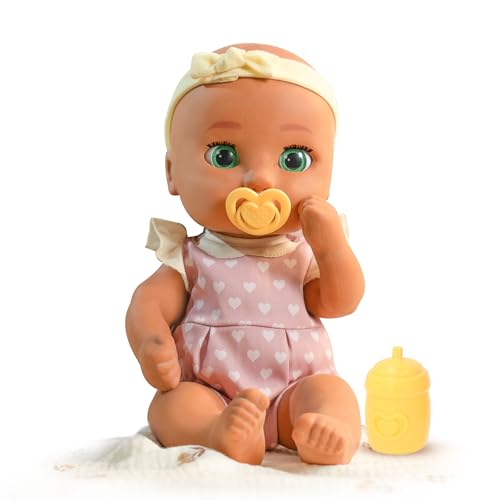 IMC Toys Be Loved Babies Alex 38,1 cm realistische Babypuppe mit offenen und geschlossenen Augen, mit Flasche, Schnuller, Stirnband und Outfit, Rosa, ab 18 Monaten von IMC Toys