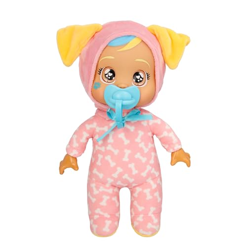 CRY BABIES IMC Toys Tiny Cuddles Day Care Muffy, Babypuppe, Plüschpuppe mit Pyjama und Schnuller, die echte Tränen weint, Spielzeug und Geschenk für Kinder ab 18 Monaten, Rosa von Cry Babies