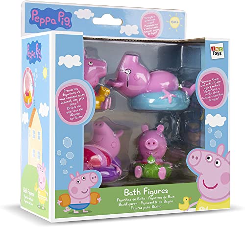 PEPPA PIG Packung mit 4 Figuren | Badespielzeug mit 4 Puppen, die im Wasser schwimmen - Geschenk für Baby, Junge und Mädchen ab 18 Monaten von IMC Toys