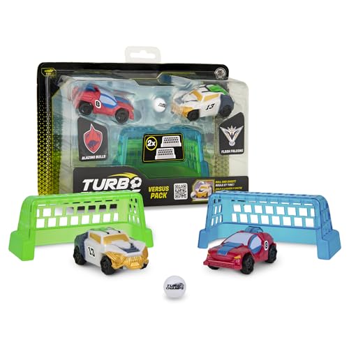 TURBO CHAMPS Versus Pack Blazing Bulls vs Flash Falcons, Teamspiel, das Autos und Fußball verbindet, Rollen Sie das Auto nach hinten, um es anzutreiben, Spielzeug Geschenk für Kinder + 6 Jahre von TURBO CHAMPS