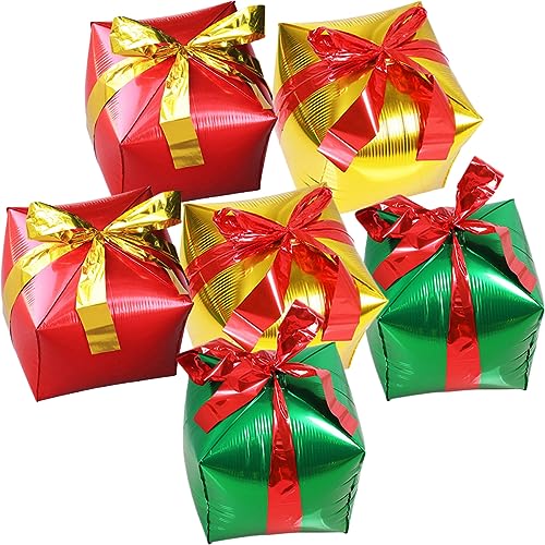 6St Geschenkbox Aluminiumfolienballon Jumbo-Ballons riesige Luftballons weihnachtsdeko christmas decorations quadratische Vase Ballongas weihnachtsballon dekor Partyballons IMIKEYA von IMIKEYA