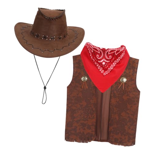 IMIKEYA 1 Satz Dreiteiliger Jeansanzug Kuhkostüm Für Cowgirl-kostüme Für Teenager Cowboy-outfit Für Jungen Cowboykostüm Für Mädchen Cowboykostüm Für Stoff von IMIKEYA