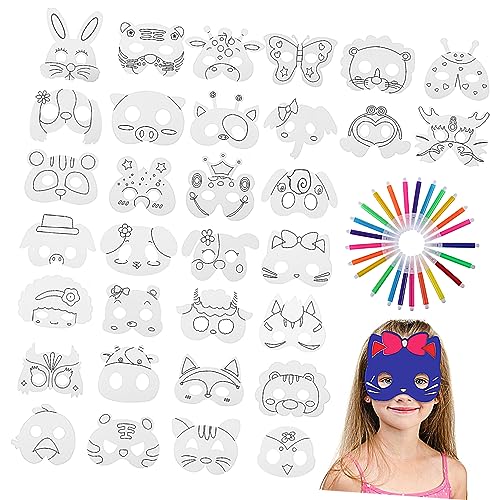 IMIKEYA 1 Satz Elastische Kordel Der Maske Heimwerken Leere Halloween-masken Tiermasken Led-lichtmaske Maskerademaske Leuchtende Maske Masken-cosplay Maskerade-party-maske Weißer Karton von IMIKEYA