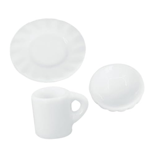 IMIKEYA 1 Satz Mini-Küchenutensilien Reisekaffeetasse Kaffeebecher Kaffeetassen mit Deckel esspressokaffeetassen Set Caffe tassen Set Mini- -Foto-Requisiten winziges Harz Weiß von IMIKEYA