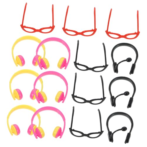 IMIKEYA 1 Satz Puppen puppenzubehör Set Puppenzubehör für Fotografie Puppenkleidung Dekoration kopfhörer Puppen-Ankleide-Headset kleine Puppenbrille Brillen Plastik von IMIKEYA