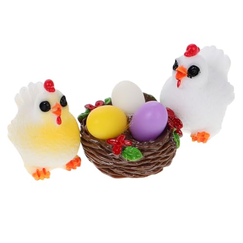 IMIKEYA 1 Satz Schmuckstücke Aus Harz Moosgarten-tierornamente Miniatur-hühnerfiguren Terrarienminiaturen Huhn Ei-Statue-Figur Gartendekorationsornamente Hähnchen-Cupcake-Topper Kunstharz von IMIKEYA