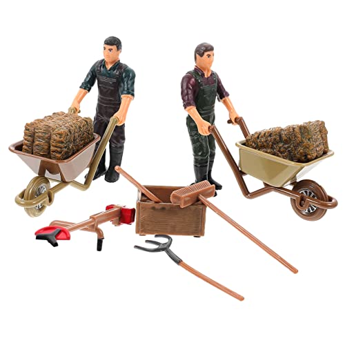 IMIKEYA 1 Set Farmer Charaktermodell Farmwerkzeugmodell Mini Farmwerkzeug Minidekoration Minifarmdekoration Farmmodell Farmlandschaftsrequisite Miniaturfarmverzierungen Miniaturen von IMIKEYA