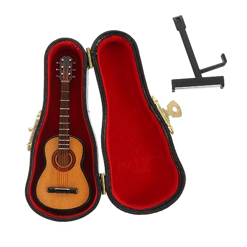 IMIKEYA Mini-gitarrenmodell Folk-Gitarre Spielzeug-Dekoration 10 cm Miniatur-Gitarre Für Die Inneneinrichtung Mit Aufbewahrungsbox Und Halterung von IMIKEYA