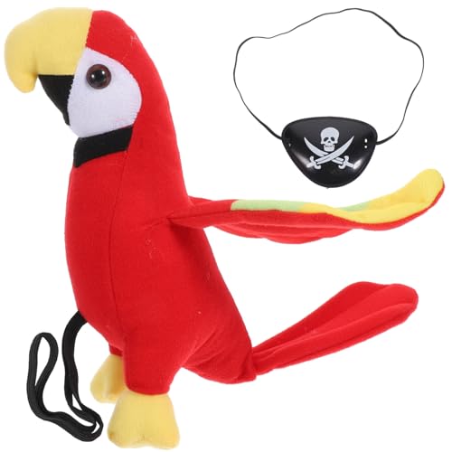 IMIKEYA 1 Set Papagei Auf Der Schulter Piratenkostüm Zubehör Schulterpapagei Requisite Halloween-Augenmaske Kostüm Pirat Stoffpapagei Spielzeug Für Kinder Und Erwachsene von IMIKEYA