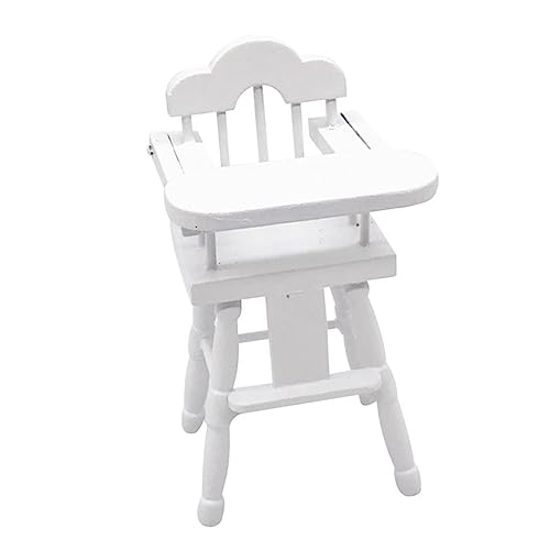 IMIKEYA 1 Stück Hochstuhl babystuhl babyhochstühle Chair essstuhl puppenhauszubehör fütterungsstuhl Modell Möbel für Fütterstühle Mini-Hocker aus Holz Birke Weiß von IMIKEYA