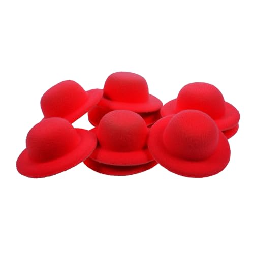 IMIKEYA 10 Stück Mini-Strohhut Minihüte Zum Basteln Mädchen Hut Puppe Obere Kappe Weihnachtspuppenhut Filz-Fedoras Mini-Zylinder Mini-hüte Miniatur Albern Mini-Hut Rot Flanell von IMIKEYA