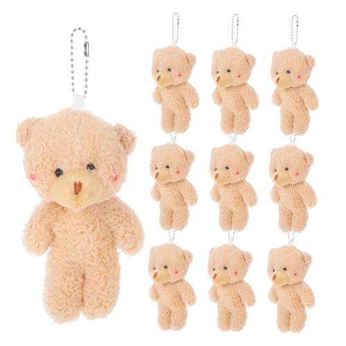 IMIKEYA 10 Stück Teddybärenschlüsselkette Plüschtaschenanhänger Plüsch-taschenanhänger Tierischer Rucksackanhänger Mini-stoffbären Kleine Plüschtiere Kleine Bären Light Brown Pp Baumwolle von IMIKEYA