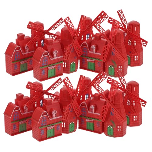 IMIKEYA 10 Stück Vintage Hausdekor deko Figuren Garten Accessoires dekorative Windmühle Windmühlenmodellspielzeug Mini-Windmühle Plastik rot von IMIKEYA