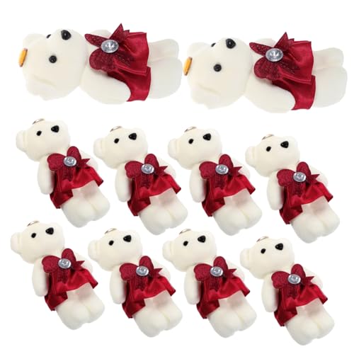 IMIKEYA 10er Set Mini Bärenpuppen Aus Plüsch - Weiche Stofftiere in Rot Für Hochzeiten - Geburtstage Und Abschlussfeiern Perfekte Geschenkbox Füller Und Party Dekoration von IMIKEYA