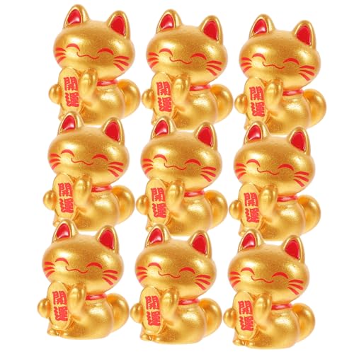 IMIKEYA 10st Miniatur-glückskatze Glückskatzenmodell Auto-innendekoration Winkende Katze Schlüsselanhänger Maneki Neko Schwarze Katzenfigur Schwarzes Katzendekor Maneki-Figur Harz Golden von IMIKEYA