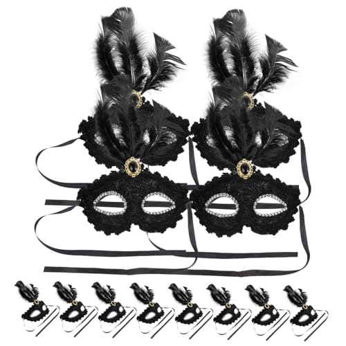 IMIKEYA 12 Stück Partyzubehör Gesichter Kostüme Maskiert Grimasse Wimperntusche Strass-maskerade Led-halloween-maske Wunderschöne Maskerademasken Glückselige Maskerade Schlag Plastik Black von IMIKEYA