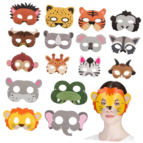 IMIKEYA 16 Stück Party-Maske faschingsmasken Karneval Masken Geburtstagsparty Masken lustige Papiermasken schmücken Wolf Halloween-Maske Halloween Masken Tiermasken Partymasken für von IMIKEYA