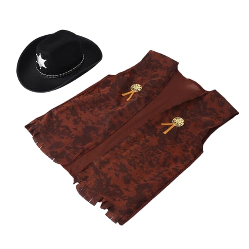 IMIKEYA 2 Stück Denim Themenkleid Cowboy Anzieh Cowboyhut Für Mädchen Maskerade Cosplay Kostüm Cowboyhut Kostüm Für Mädchen Cowboyhut Western Cowboy Kostüm Cowboyhut Zubehör von IMIKEYA